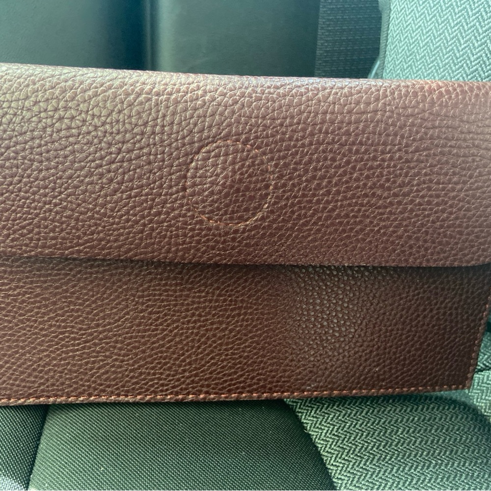 Handmade Leather Document Wallet w 3 Pockets & Magnetic Closure Burgundy color